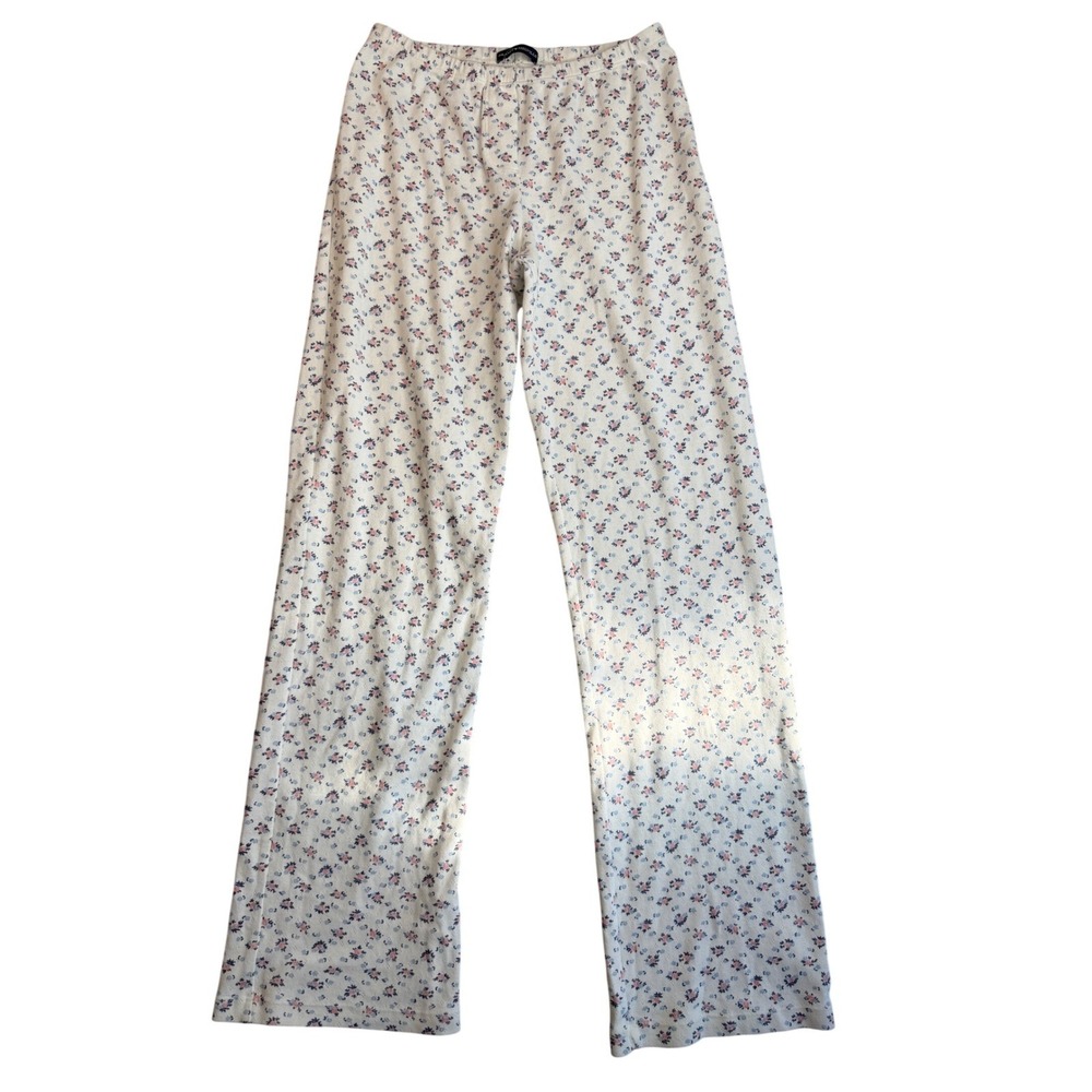 Brandy Melville Keira Floral Pointelle Pajama Lounge Pant White Pink Blue Cotton